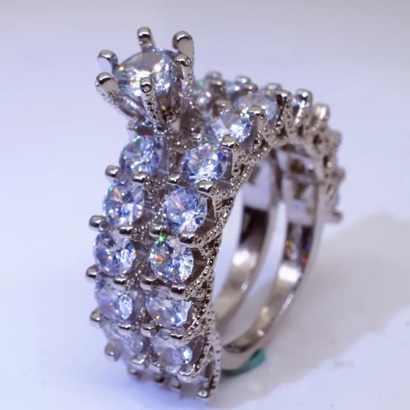 925 silver filled CZ Princess cut Ring - Picture 3 of 6